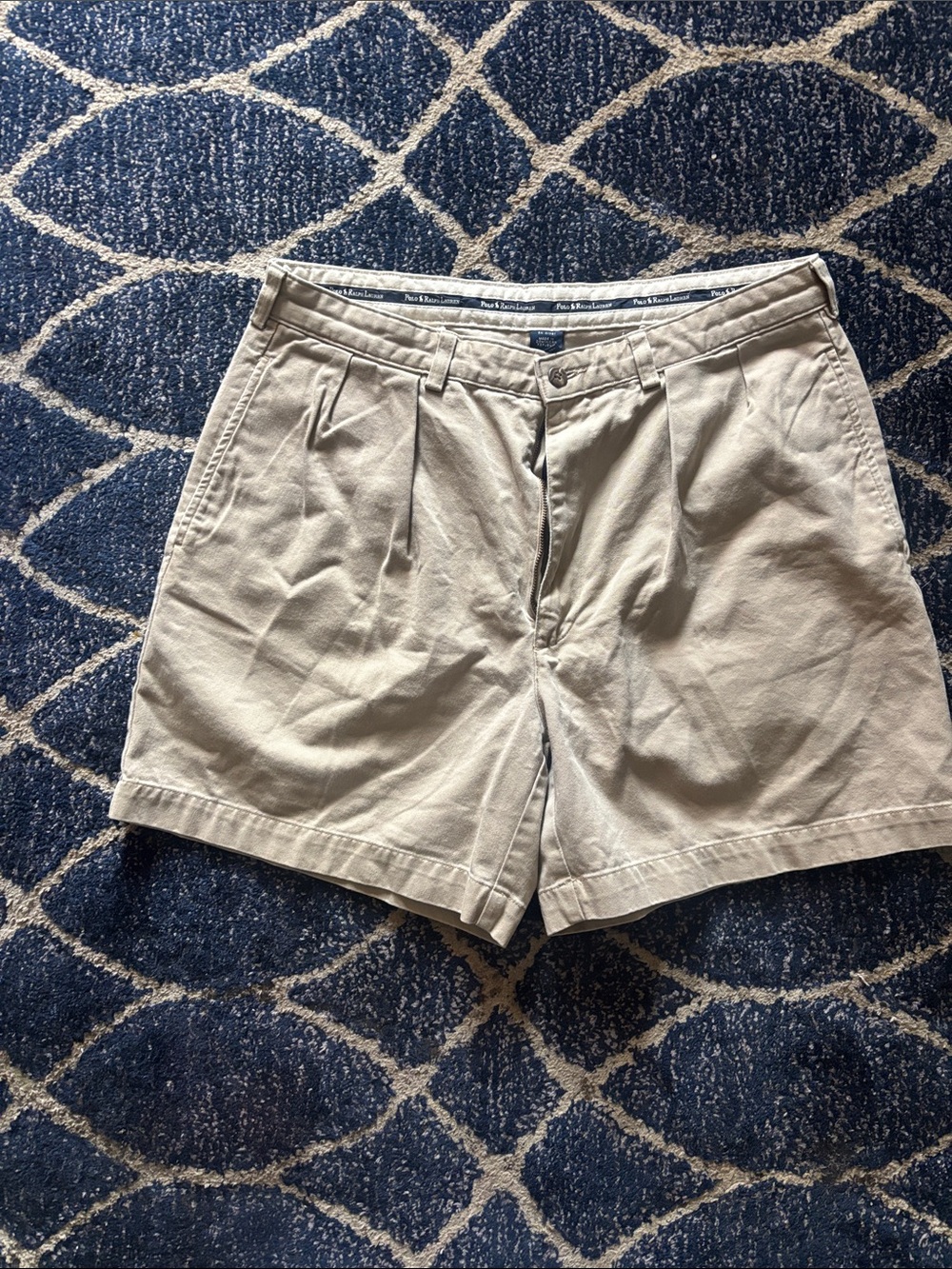 Polo by Ralph Lauren Tan Pleated Cotton Bermuda Shorts